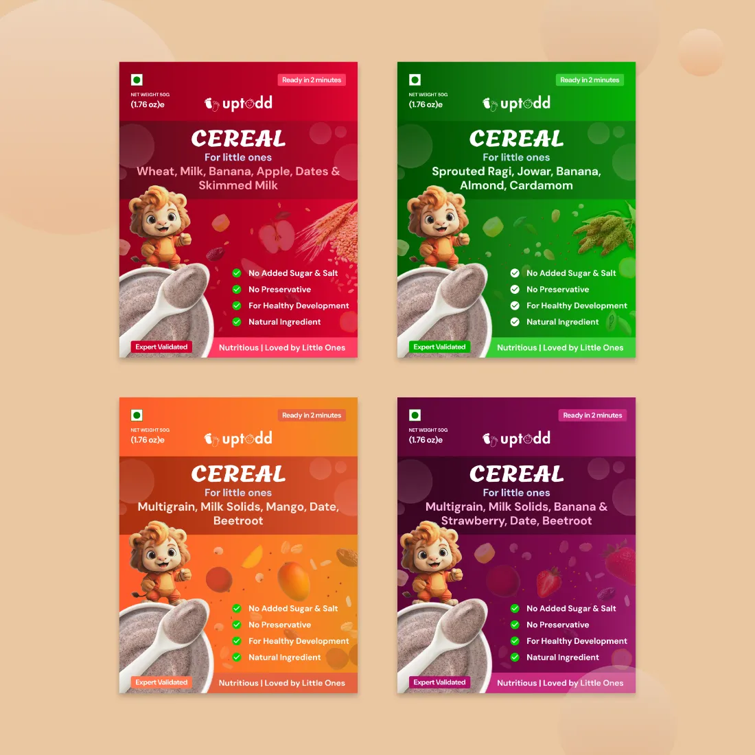 Fruit Cereal Trial Pack | Multigrain Cereal with Fruits  4 * 50g Packs (200g)